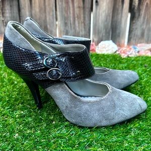 Fergalicious Gray and Black Heels